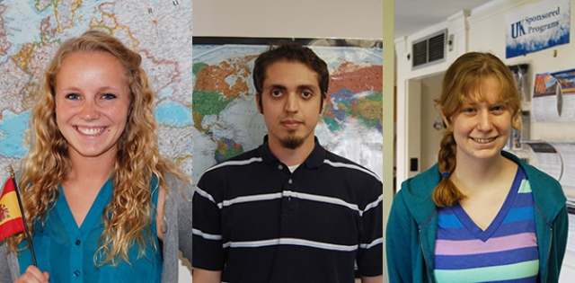 UK students Anil Erol, Holly Poore and Heidi Vollrath will conduct research that takes them across the globe this summer.